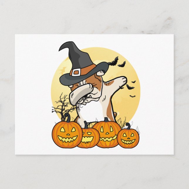 Carte Postale English Bulldog Dabbing Halloween (Devant)
