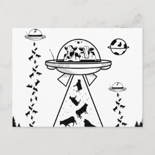 Carte Postale Enlèvement d'aliens noirs et blancs