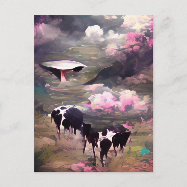 Carte Postale Enlèvement de vaches UFO (Devant)