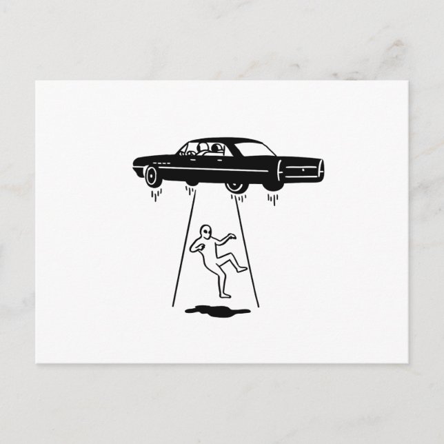 Carte Postale enlèvement de voiture d'aliens (Devant)
