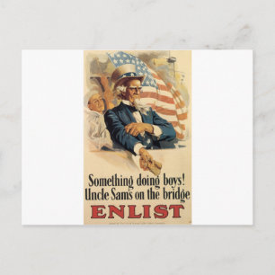 Carte Postale "Enlist" Ancien poster militaire américain vers 19