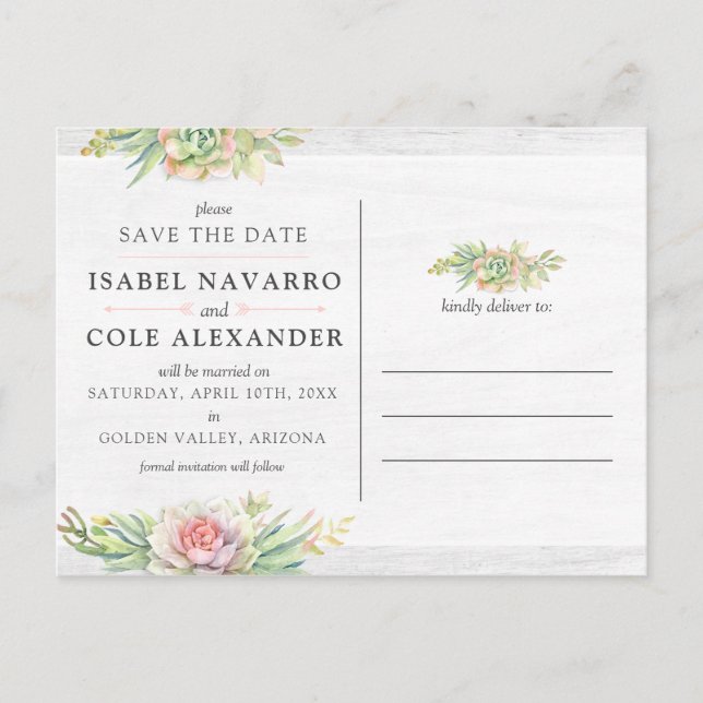 Carte Postale Enregistrer la date aquarelle Collage de photos Su (Devant)