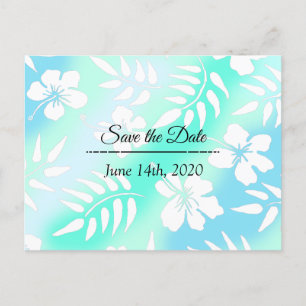 Carte Postale Enregistrer la date Bleu Turquoise Hibiscus Tropic