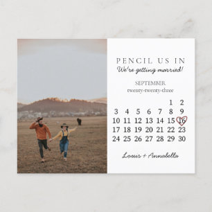 Carte Postale Enregistrer la date Calendrier Coeur Rose Septembr