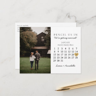 Carte Postale Enregistrer la date Calendrier Gold Heart Jan 2023