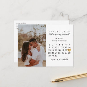 Carte Postale Enregistrer la date Calendrier Gold Heart Octobre