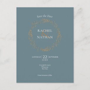 Carte Postale Enregistrer la date Chic Elegant Gold Floral Garla