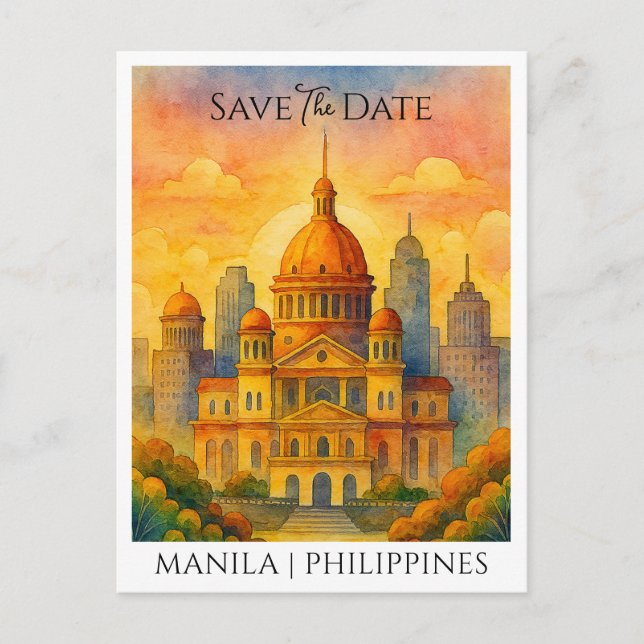 Carte Postale Enregistrer la date de l'annonce Manille Philippin (Devant)