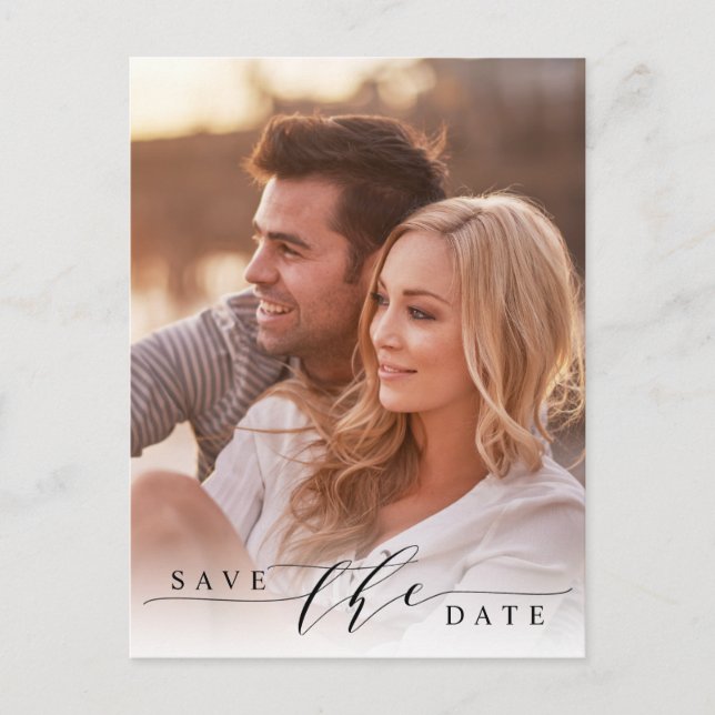 Carte Postale Enregistrer la date de mariage moderne avec photo (Devant)