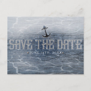 Carte Postale ENREGISTRER LA DATE Elegant Nautical Beach Fiançai