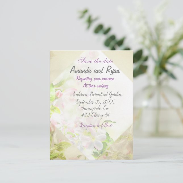 Carte Postale Enregistrer la date faire-part de mariage floral (Debout devant)