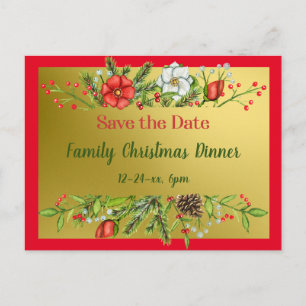 Carte Postale Enregistrer la date Famille Dîner de Noël Invitati