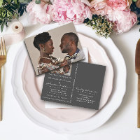 Enregistrer la date Golden Script Photo Grey Gris