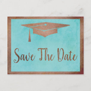 Carte Postale Enregistrer La Date Graduation - Chic Rose Gold Fa