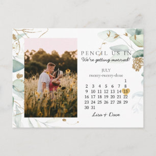 Carte Postale Enregistrer la date Juillet 2023 Botanical Elegant