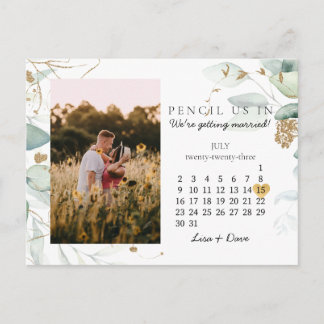 Carte Postale Enregistrer la date Juillet 2023 Botanical Elegant