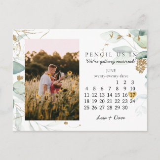 Carte Postale Enregistrer la date Juin 2023 Botanical Elegant Go