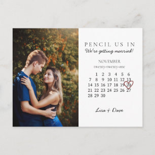 Carte Postale Enregistrer la date Nov 2021 Calendrier Mois Coeur