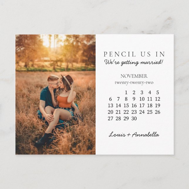 Carte Postale Enregistrer la date Novembre 2022 mois Calendrier  (Devant)