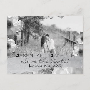 Carte Postale "Enregistrer la date" pour le Mariage + photo noir