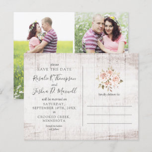 Carte Postale Enregistrer La Date Rustique Rose Photo Collage Ca