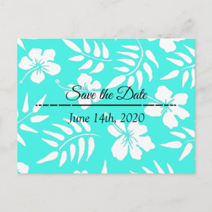 Carte Postale Enregistrer la date Turquoise Hibiscus Tropical Th
