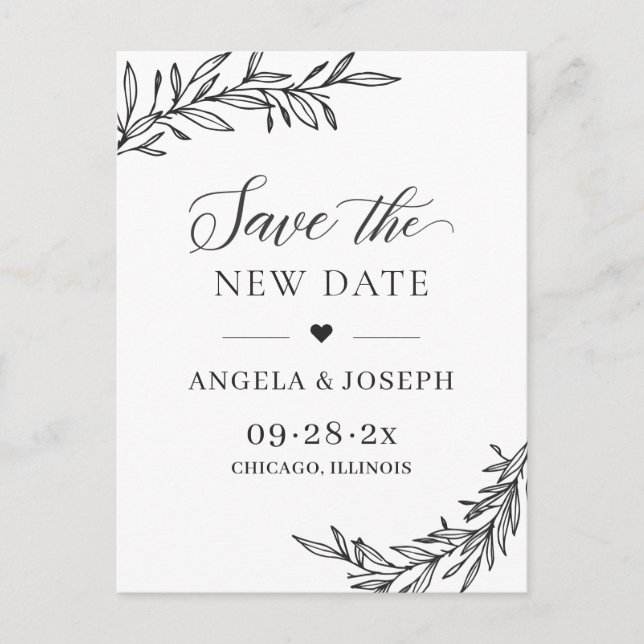 Carte Postale Enregistrer la nouvelle date Changement de Mariage (Devant)