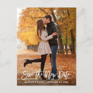 Carte Postale Enregistrer La Nouvelle Date Moderne Brush Script 