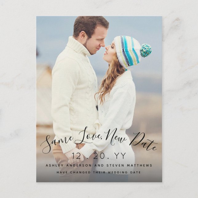 Carte Postale Enregistrer l'amour Nouvelle Date Script Mariage p (Devant)