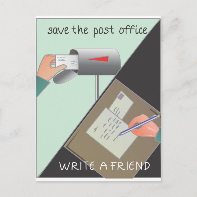 Carte Postale Enregistrer le bureau de poste/ Écrire un ami (Devant)