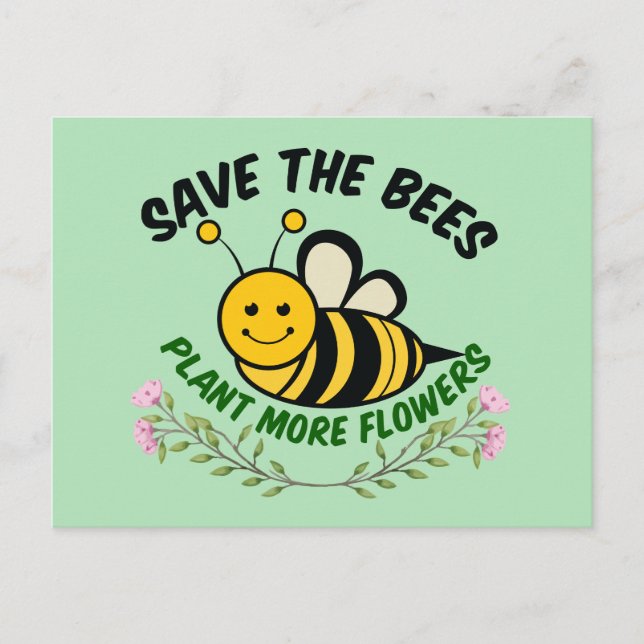 Carte Postale Enregistrer le Plante des abeilles Plus de fleurs (Devant)