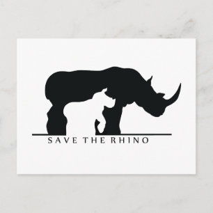 Carte Postale Enregistrer le Rhino (blanc ver.)