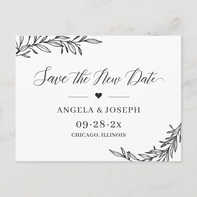 Carte Postale Enregistrer notre nouvelle date Mariage reporté ch (Devant)