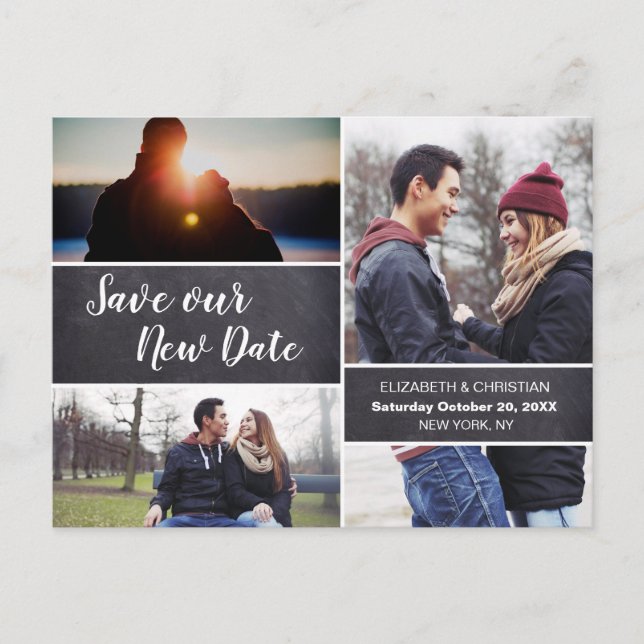 Carte Postale Enregistrer notre nouvelle date Photo Collage Chal (Devant)