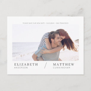 Carte Postale Enregistrer Notre Nouvelle Date Simple Chic Mariag