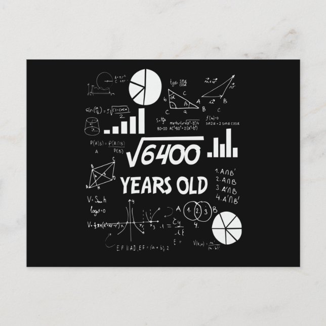 Carte Postale Enseignant de mathématiques Anniversaires de 80 an (Devant)