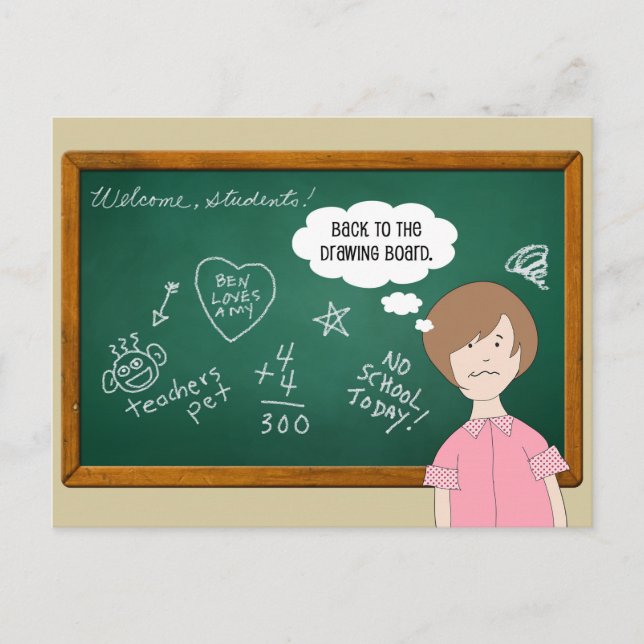 Carte Postale Enseignant de retour à l'école | Tableau de bord v (Devant)