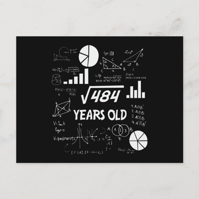 Carte Postale Enseignant en mathématiques Anniversaires de 22 an (Devant)