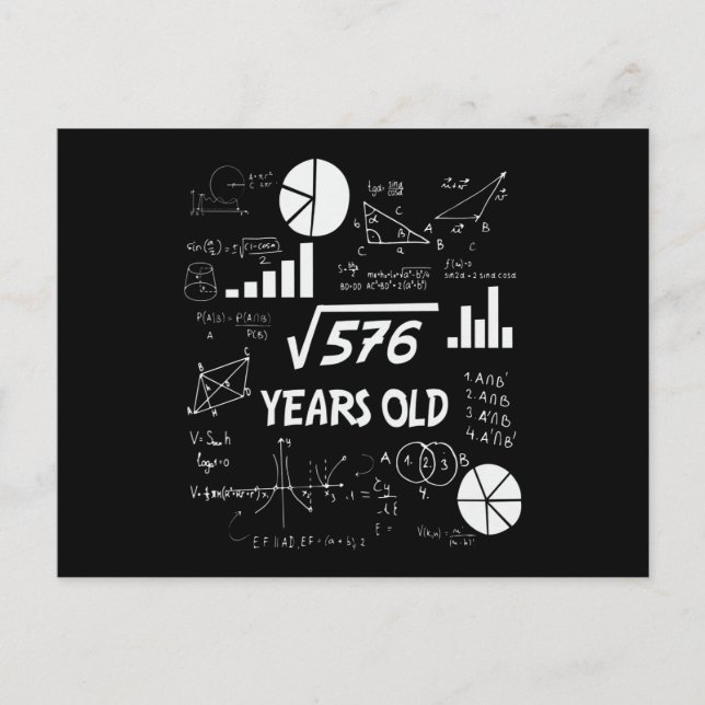 Carte Postale Enseignant mathématiques Anniversaires de 24 ans 2 (Devant)