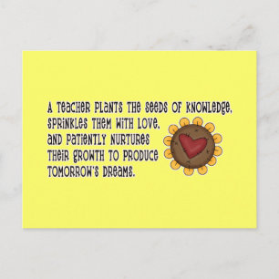 Carte Postale Enseignant Plante de semences T-shirts et cadeaux