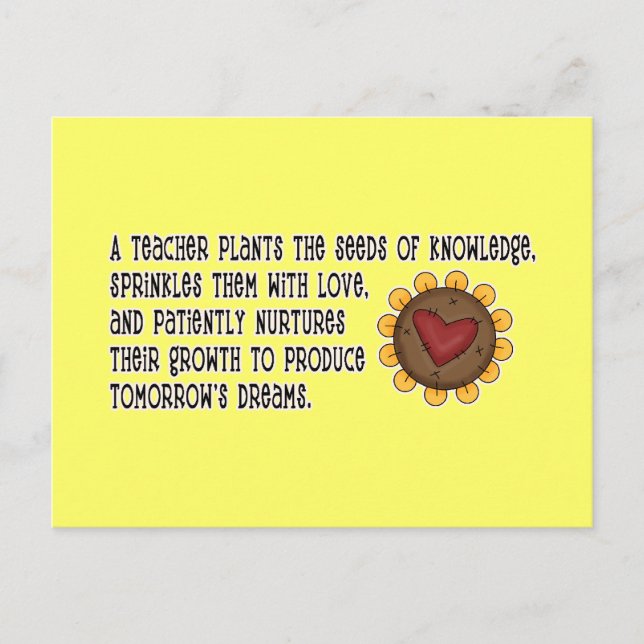Carte Postale Enseignant Plante de semences T-shirts et cadeaux (Devant)