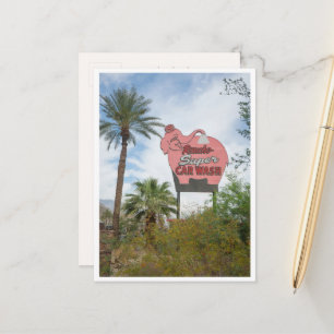 Carte Postale Enseigne au néon Éléphant Rose Rétro Palm Springs