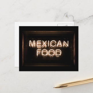 CARTE POSTALE ENSEIGNE AU NÉON JAUNE - NOURRITURE MEXICAINE