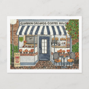 Carte Postale Enseigne de magasin de la jolie maison de café à l