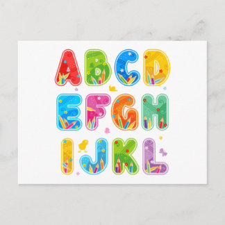 Carte Postale Ensemble ABC décoré, lettres A-L