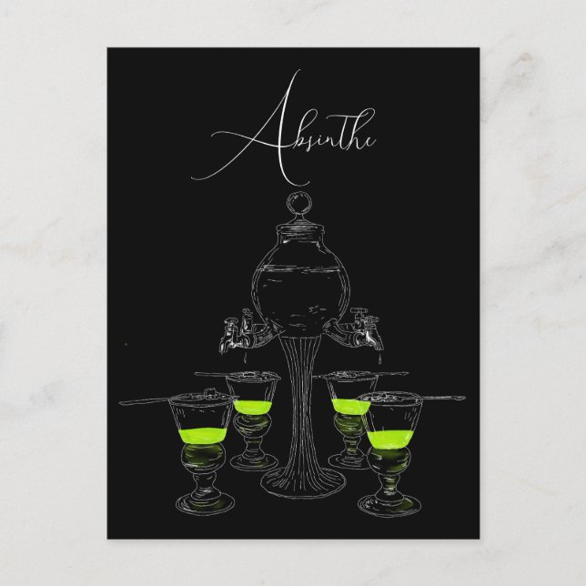 Carte Postale Ensemble Absinthe Illustré (Devant)