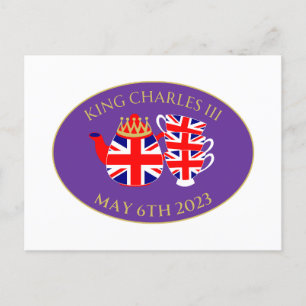 Carte Postale Ensemble de thé Union Jack Coronation King Charles