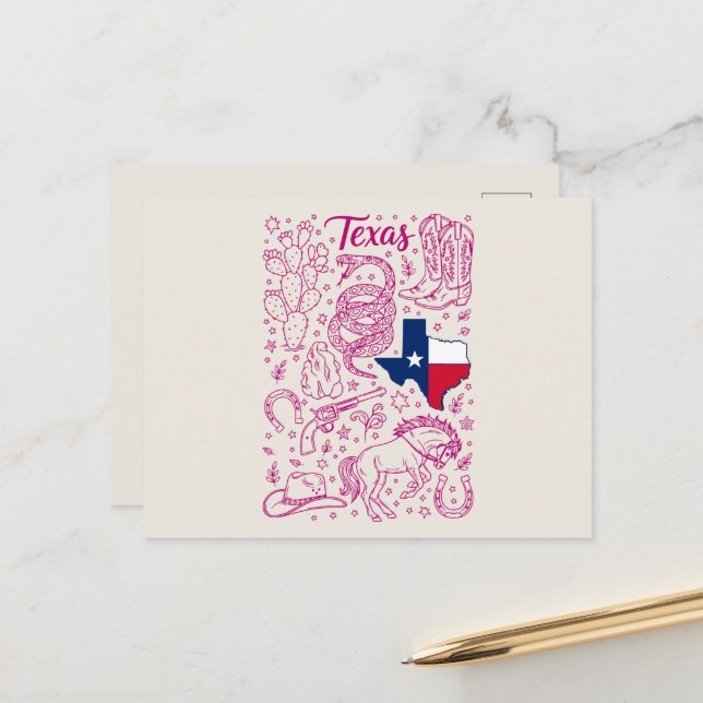 Carte Postale Ensemble Texas Cowboy Pack Vibes occidentales (Devant/Arrière en situation)
