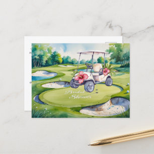 Carte Postale Enterrement de vie de jeune fille Golf avec voitur