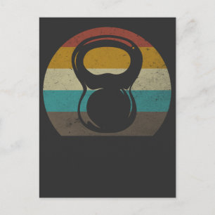 Carte Postale Entraînement de gym avec kettlebell rétro vintage